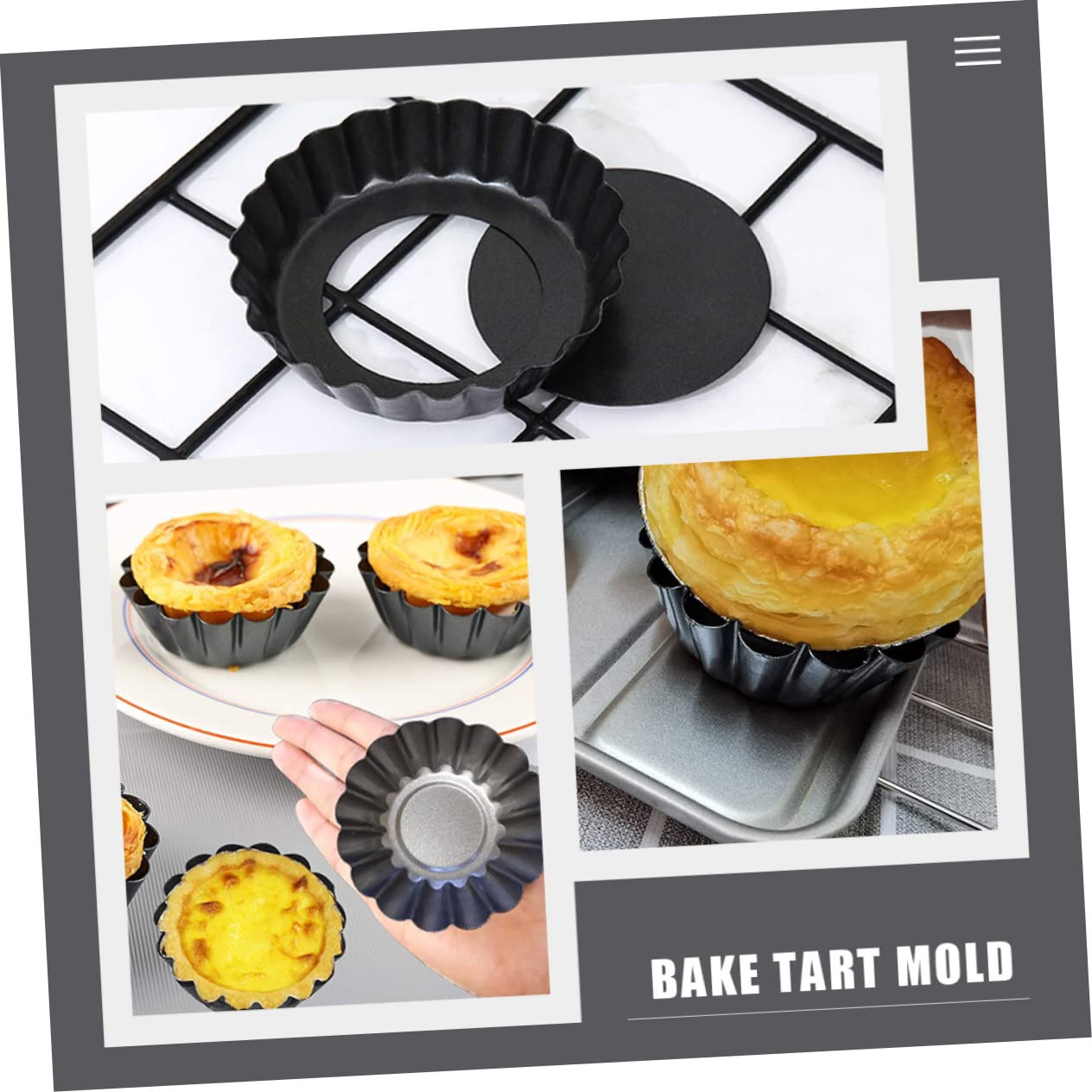 SOLUSTRE 2sets Nonstick Baking Pans Removable Bottom Tart Molds Household Molds for Easy Baking for Egg Tarts Pies 5pcs*2