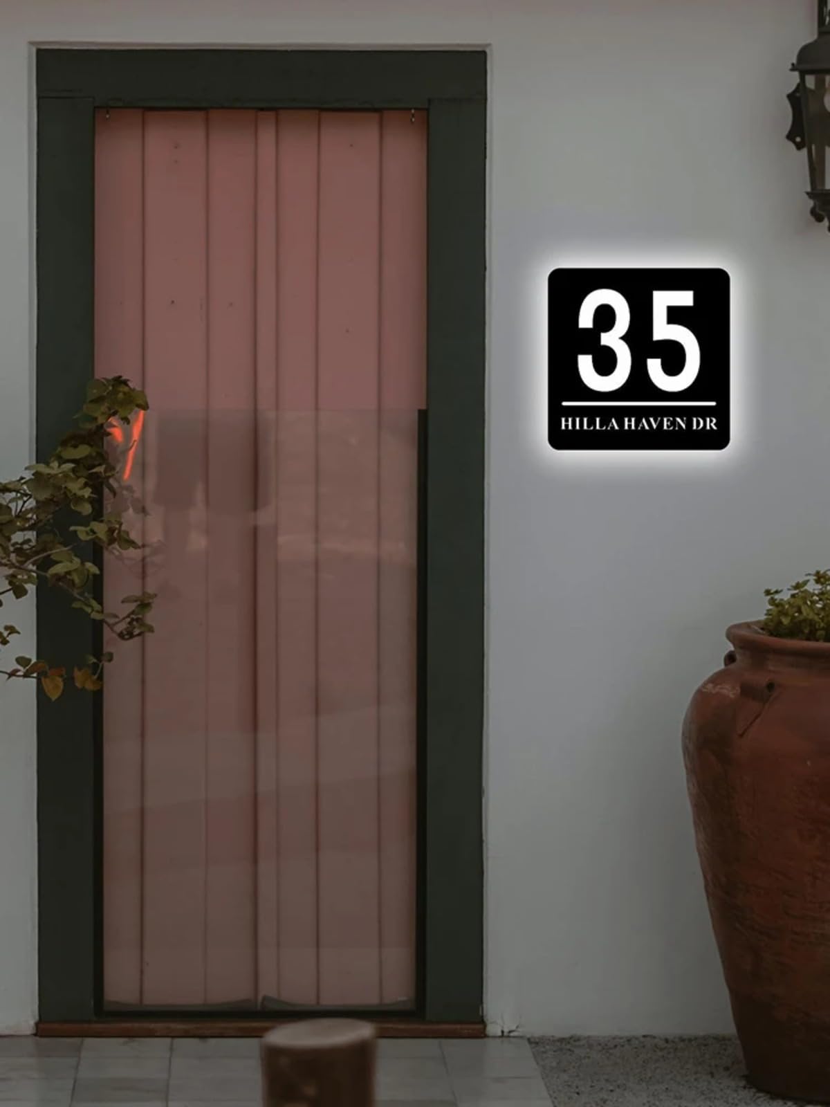 Letrero LED iluminado personalizado, número de casa LED moderno, placa de dirección de casa personalizada, letrero de número de dirección personalizado (4)
