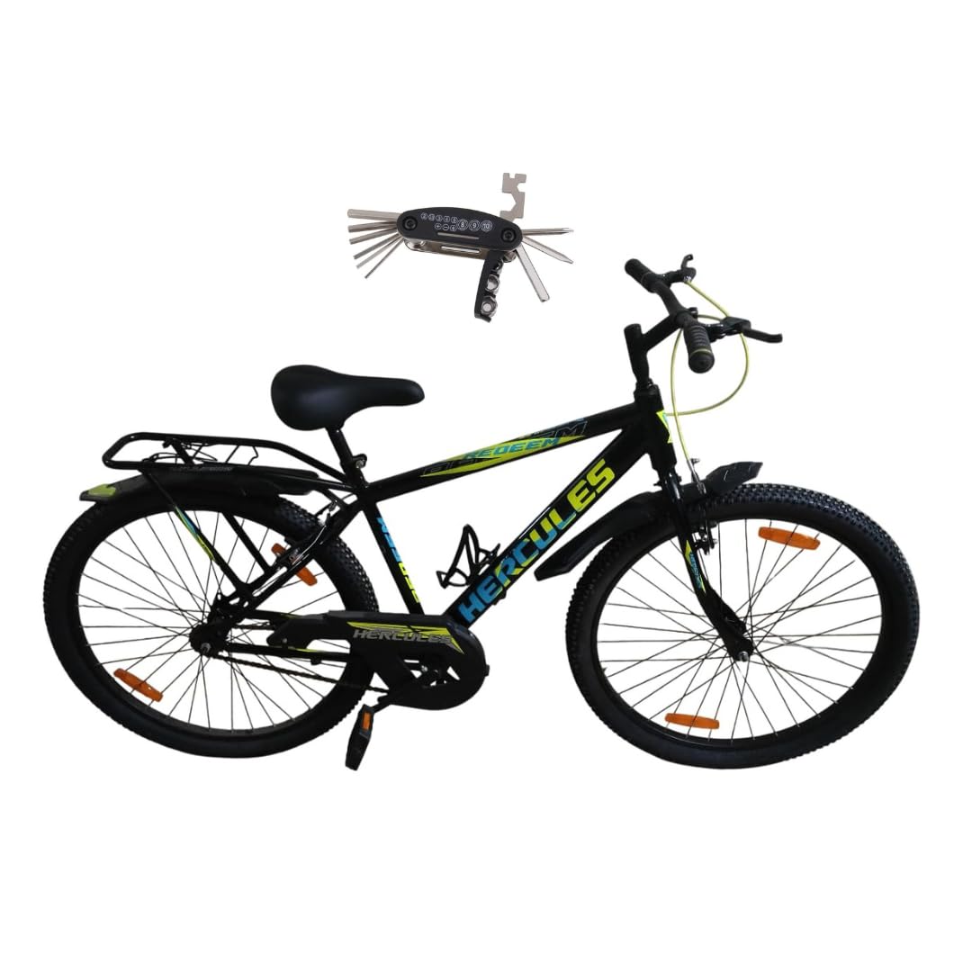 Hercules Redeem 26T Sports Bike | Power Brake, Single Speed, IBC Carrier| Lock Bell Water Bottle | 85% Assembled Bike | Girls Women Boys Men | Age 13+Years | Grey-image-20