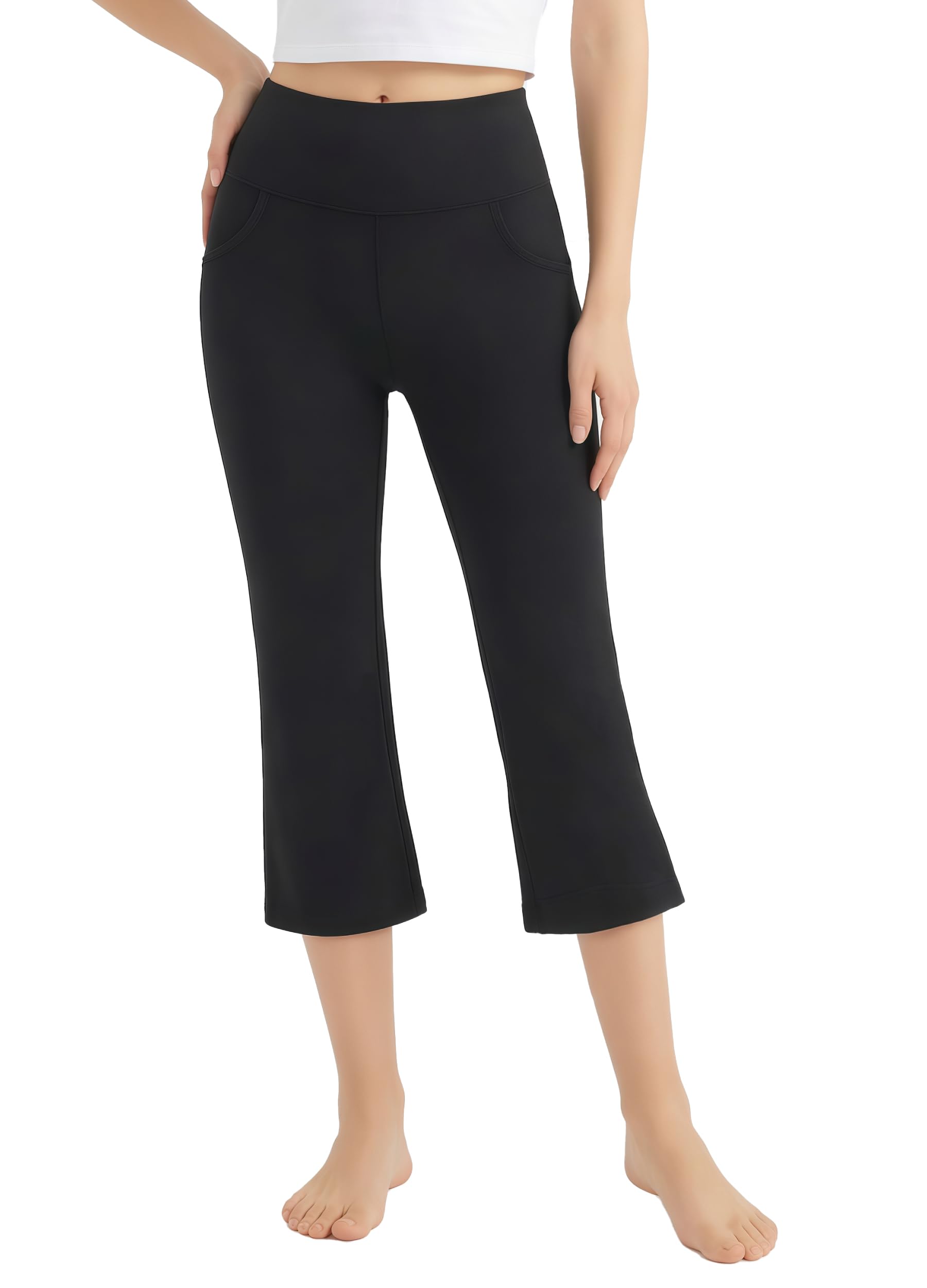 SAFORT Damen Capri/ 74cm/ 79cm/ 84cm/ 89cm Yogahose Baumwolle Jazzpants Damen Bootcut Hose Sporthose lang mit Taschen Flared Leg