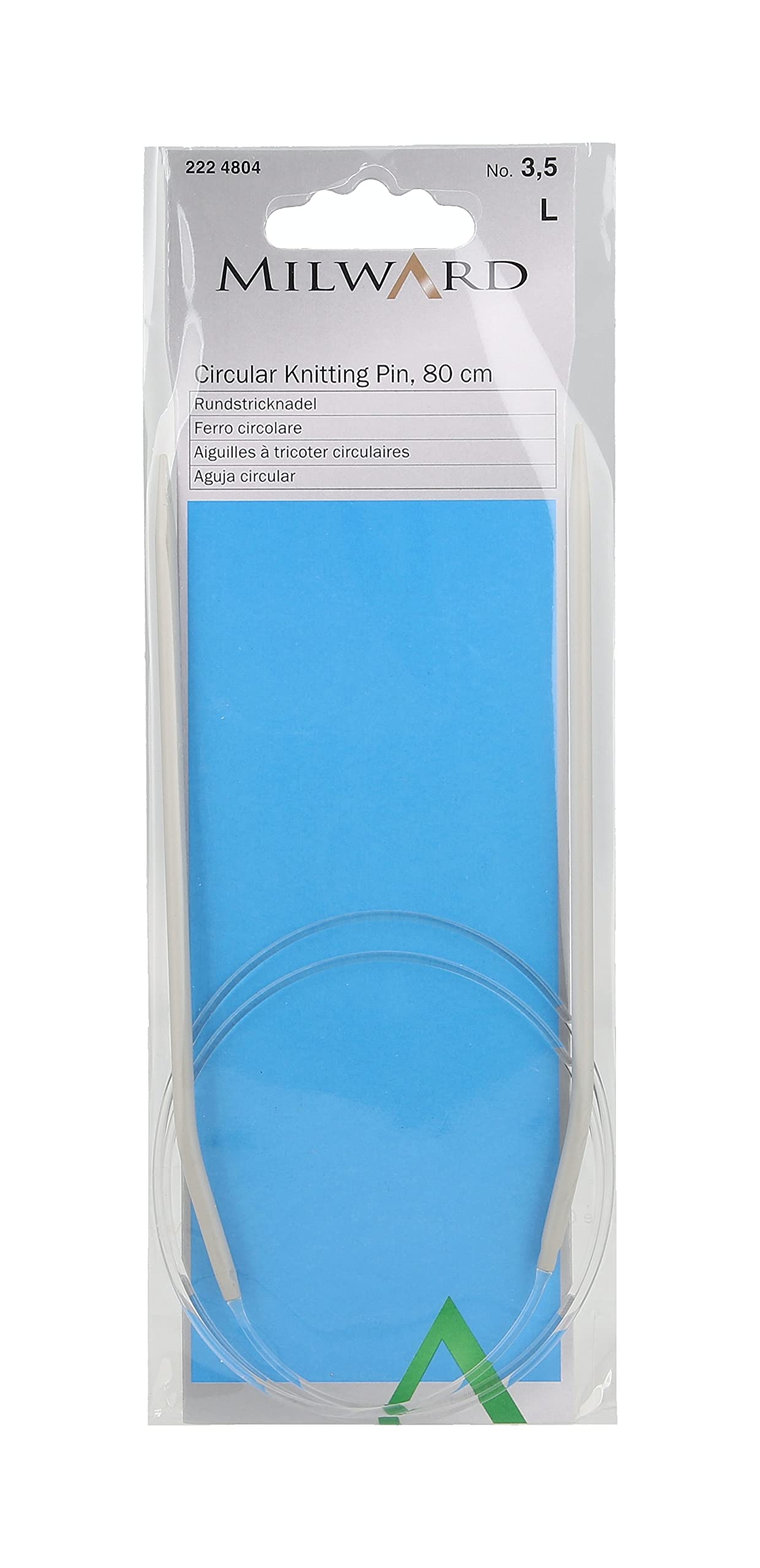 Milward Fixed Circular Knitting Needles, 80cm, Silver Grey, 3.5mm,2224804