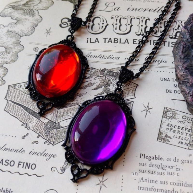 INENIMARTJ Gothic Cameo Necklace Blood Red Purple Stardust Crystal Pendant Necklace Goth Vintage Teardrop Necklace Halloween Jewelry for Women - Image 5