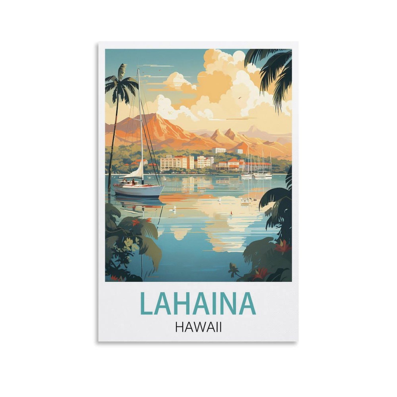 EZMLFA 5D Diamond Art Kits for Beginner,Lahaina Hawaii,Diamond Art House DIY Diamond Art Kits for Home Wall Decor 40x40cm