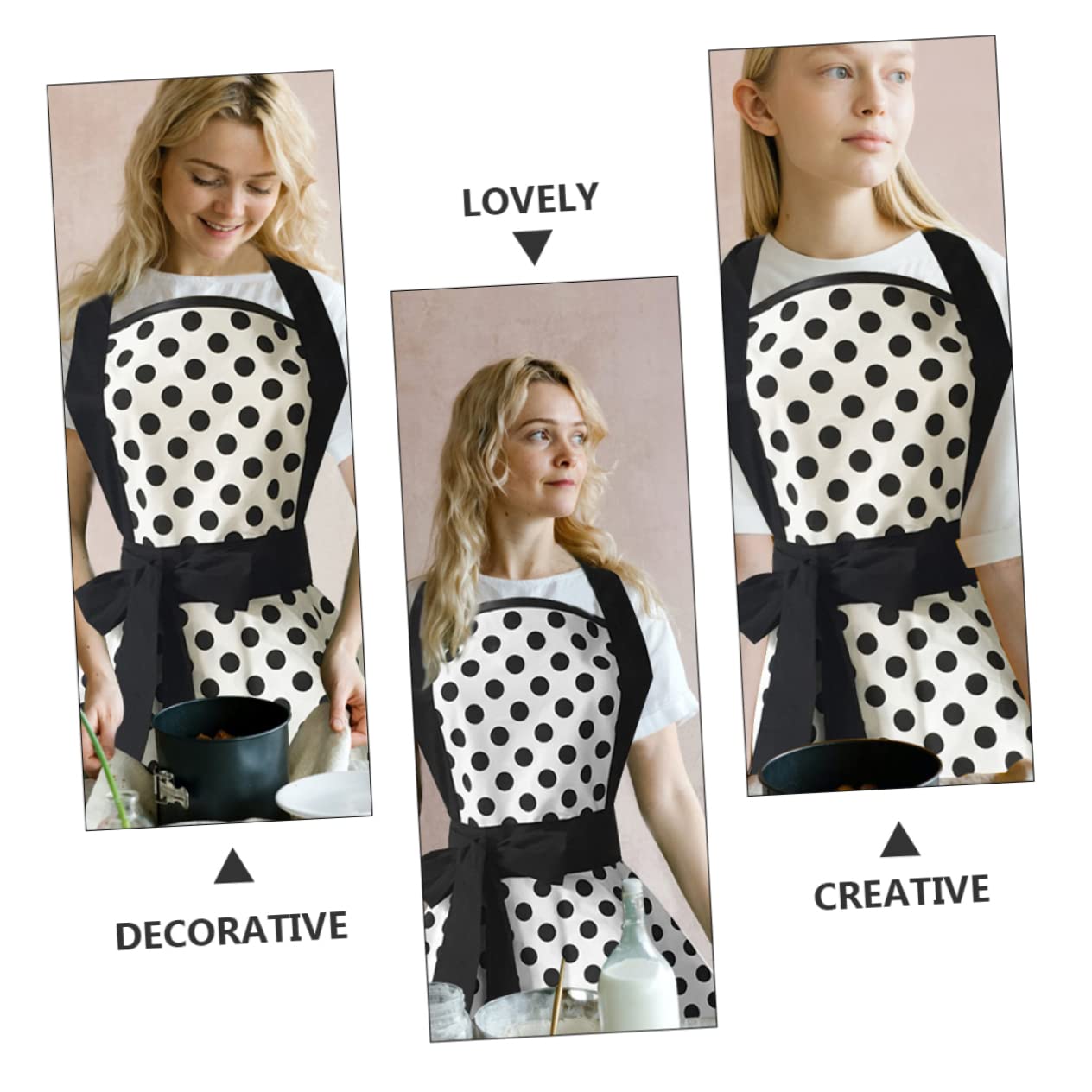 Delantal de Algodón Vintage Negro, Diseño Ajustable para Mujer