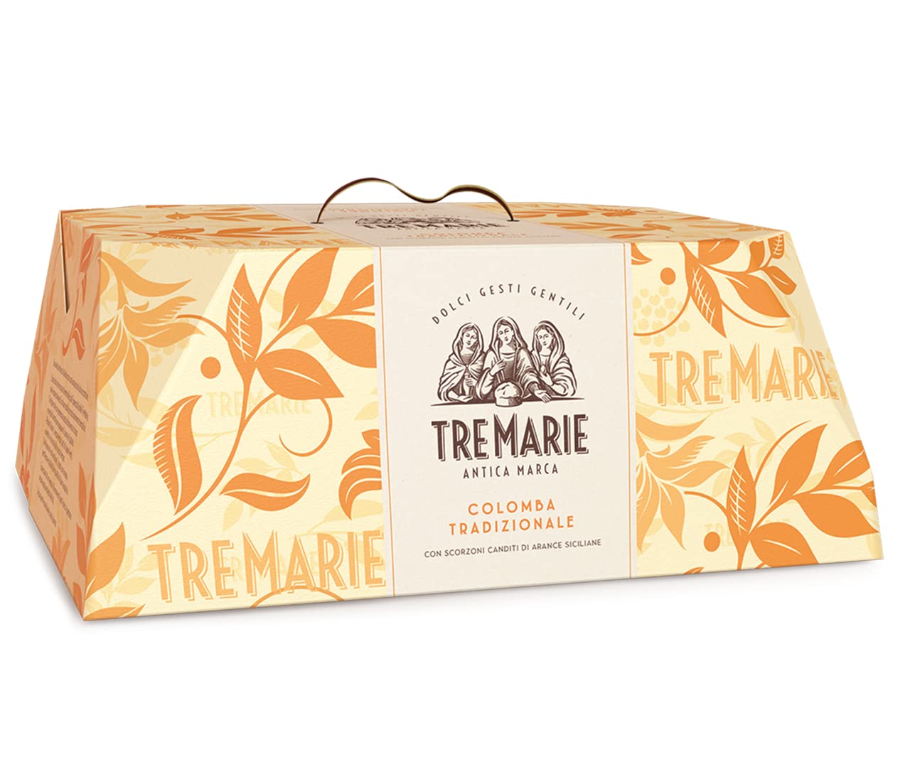 Tre Marie Colomba Tradizionale Typisches Dessert der Ostertradition Osterkuchen mit kandierten Schalen sizilianischer Orangen, knackigen ganzen Mandeln und Kristallzucker 1Kg
