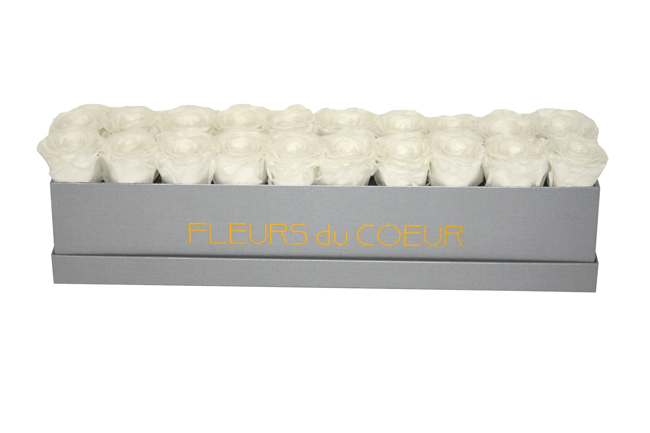 Boîte à roses Long 20 gris le cadeau idéal de 20 roses Infinity blanc