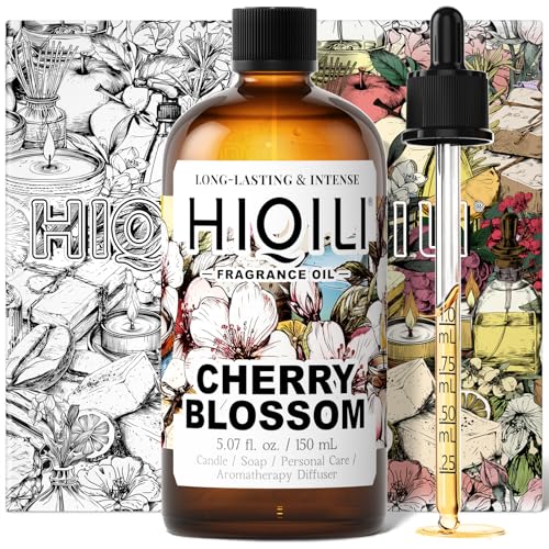Image of HIQILI Cherry Blossom Fragrance Oil, Floral Perfume Oil - 5.07 Fl Oz | Long-Lasting Scent for Candle & Soap Making, for Essential Oils Diffuser & Fresh Spray, DIY Skin Care and Body Product