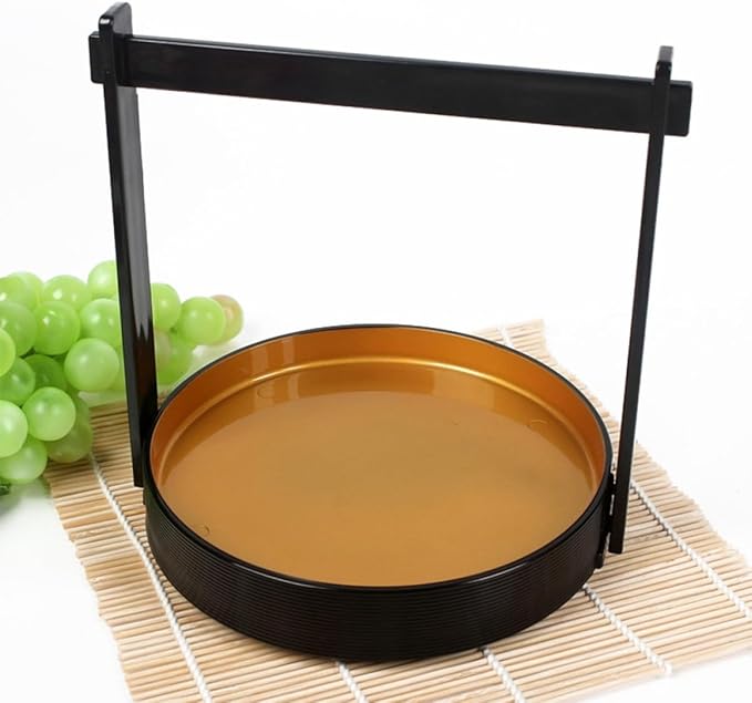 Plato para sushi de plástico dorado con forma de cesta miniatura 2