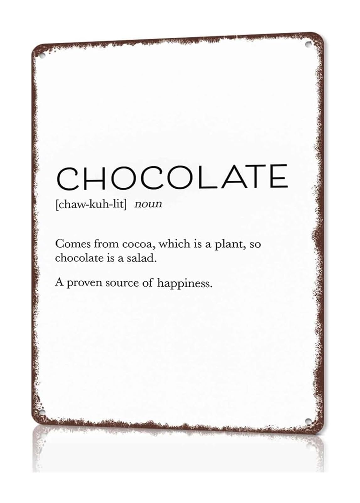 PKNVKZIDK Humorous Chocolate Definition Tin Sign Rustic Wall Hanging Decorative Plaque For Kitchen Bakery Housewarming Present 8 X 12 inch
