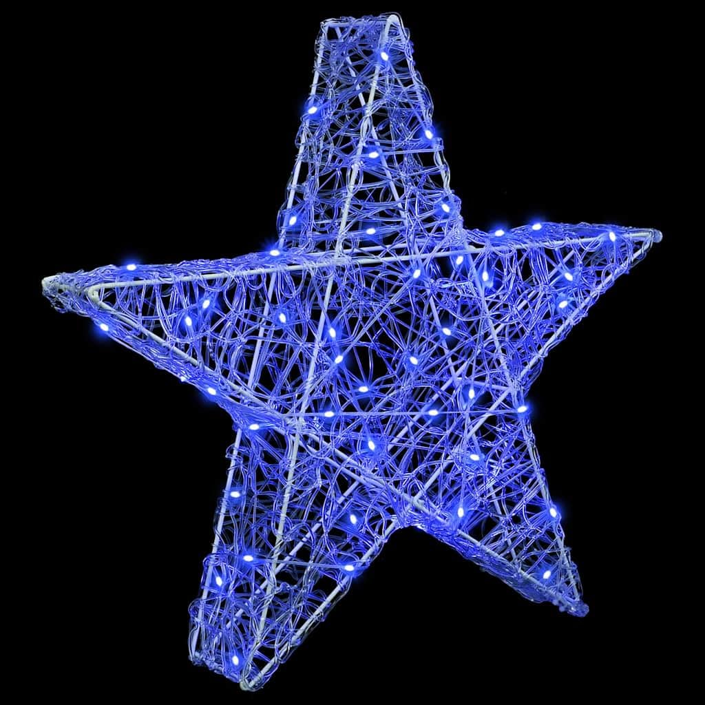 Estrella 3D de acrílico con 50 LED, azul, 55 x 53,5 x 10 cm, alimentado por USB, mando a distancia, decoración para árbol de Navidad, decoración para interior y exterior protegido