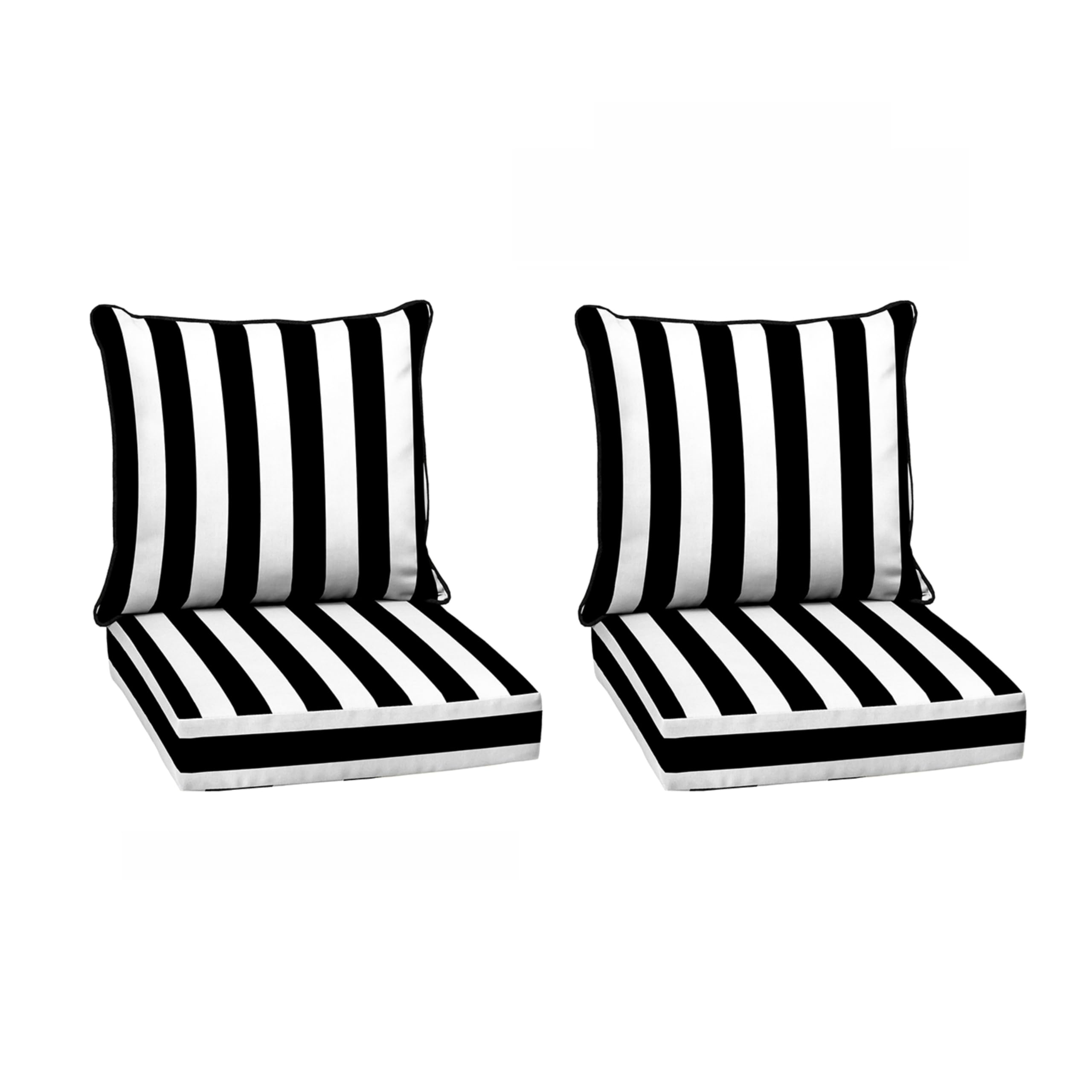 Arden Outdoor Deep Seat Cushion Set, 2-Pack, 22x24, Black Cabana Stripe