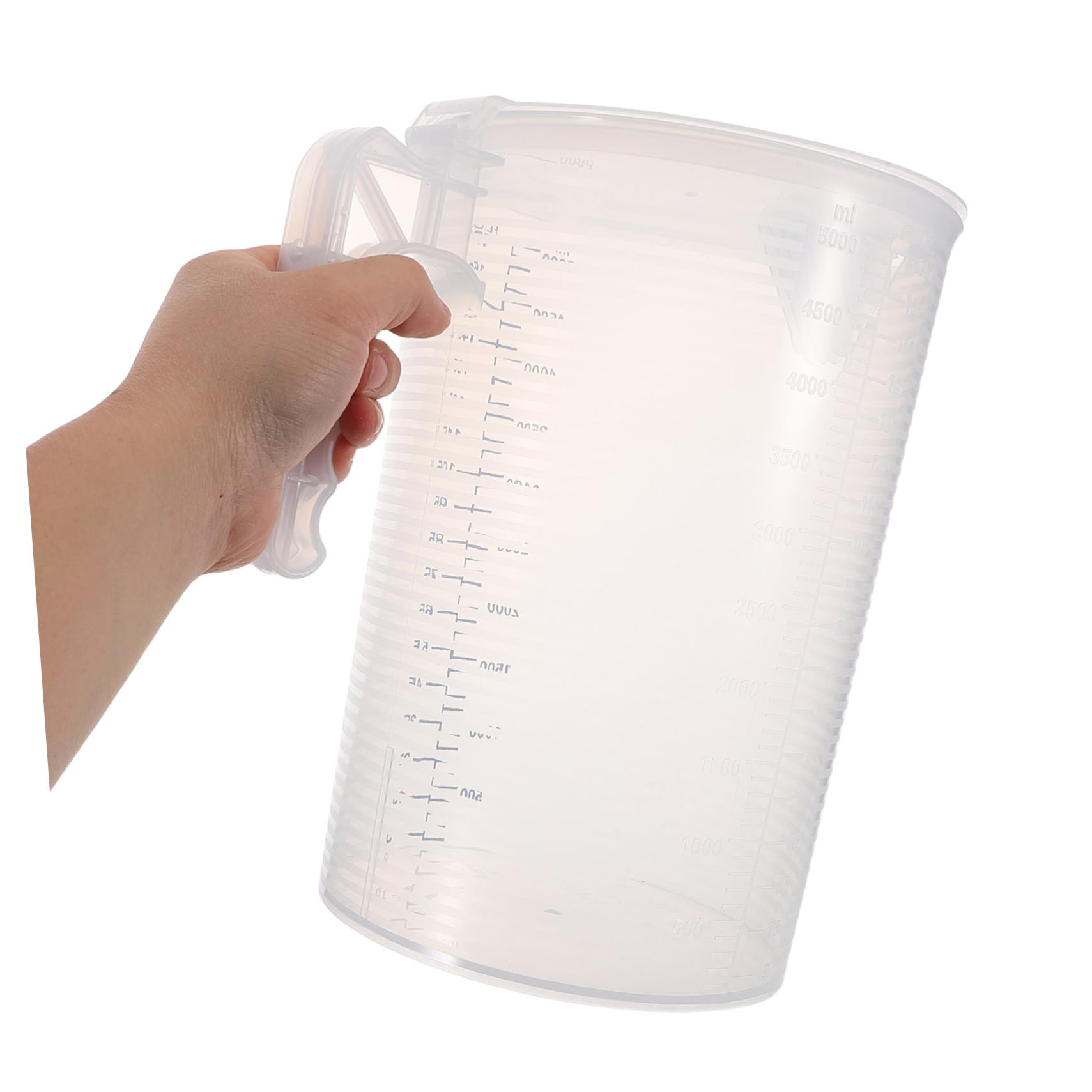 Pichet Mesureur en Plastique Pp Transparent 5l avec Couvercle Anti-poussière, Grosse Capacité pour Usage Commercial et Préparation Précise de Boissons