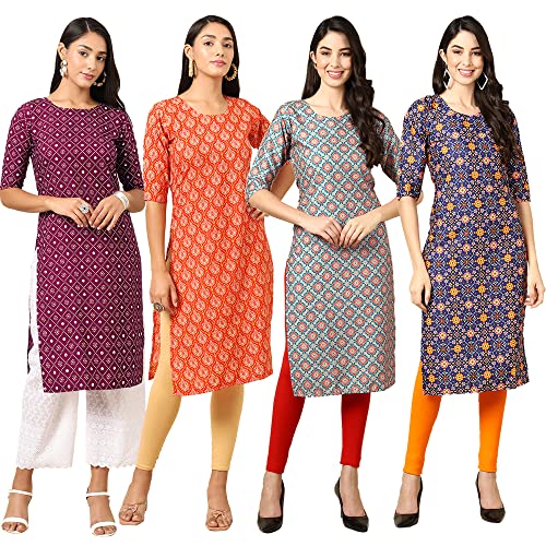 Image of Pinkmint Women's Crepe Digital Print Straight Kurta (RM-348-370-360-366)