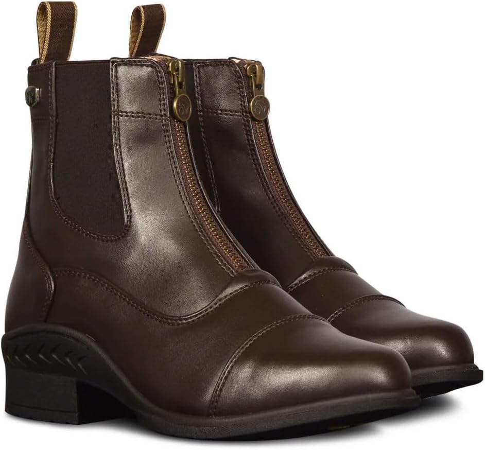 Ovation Kids' Quantum Zip Paddock Boots - Classic Style Lightweight Horse Riding Equestrian Footwear w/Front Zip, Unisex Fit