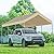 Rutile 12'x20' Carport Canopy ONLY Tent Garage Replacement Top Tarp Car Shelter Cover w/Ball Bungees Beige (Only Top Cover, Frame is not Included)