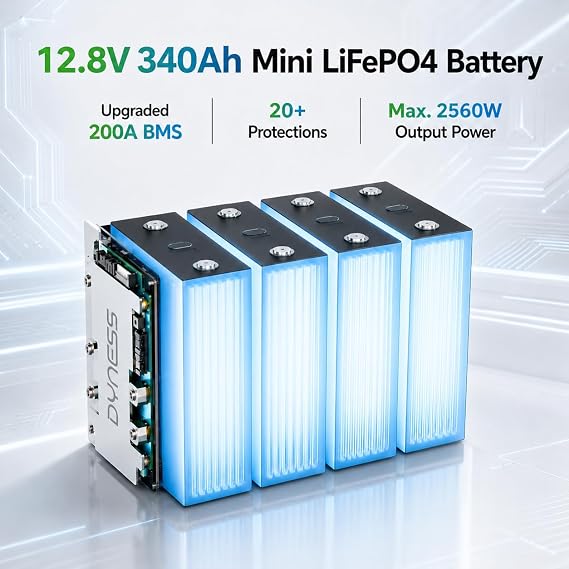 Dyness 12V 340Ah Mini Lithium Battery, for RV,Solar System,Off-Grid 2-Pack