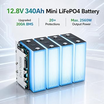 Dyness 12V 340Ah Mini Lithium Battery, for RV,Solar System,Off-Grid 2-Pack