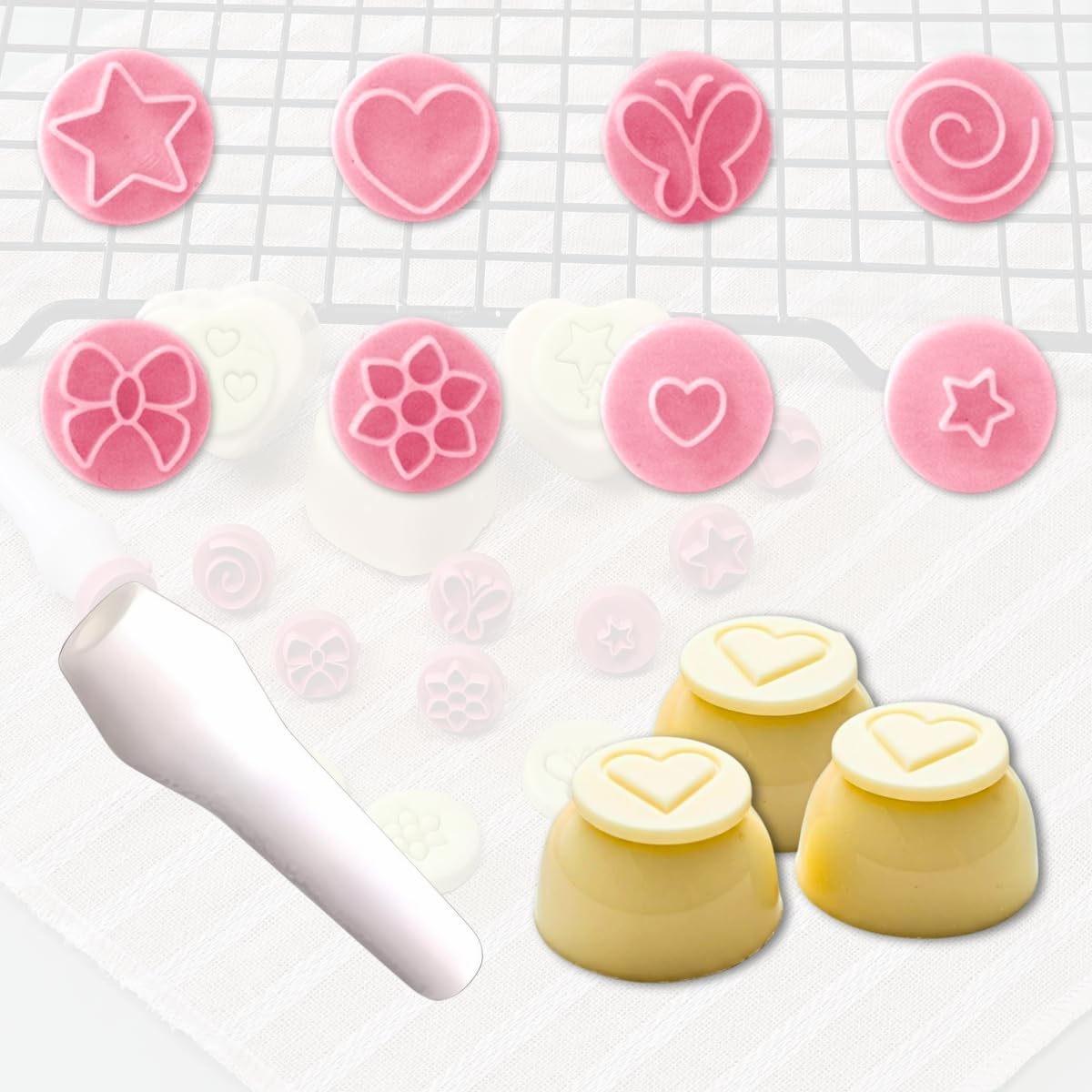 Essential Stamps for Cookies, Pastries, Clay, and Ceramics – Star, Heart, Butterfly, & More, Also Used as Cookie and Brazilian Brigadeiro Stamps by Bluestar, 9-Piece Stamp Set.