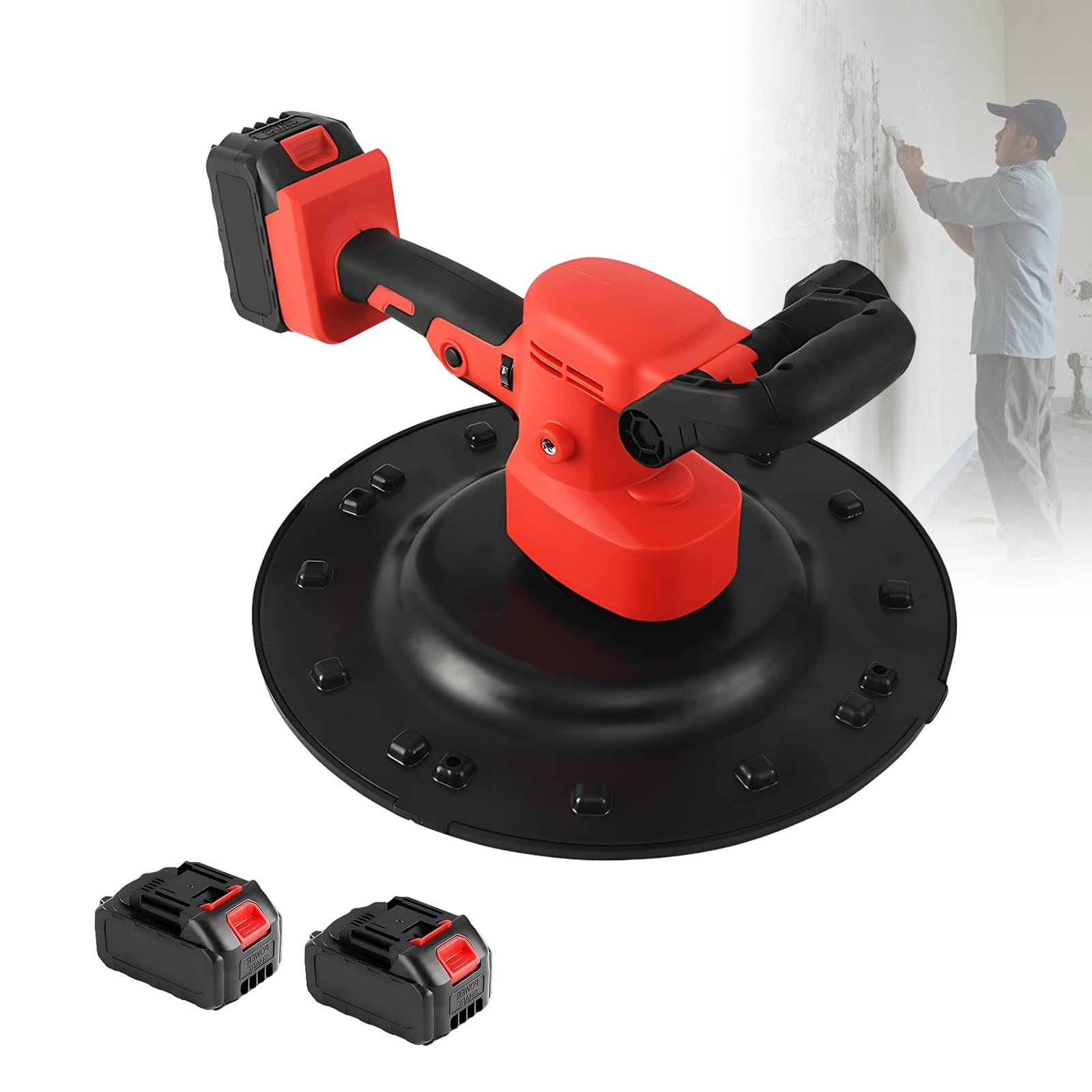 Macchina elettrica per intonacatura con 2 batterie, Strumento ad Alta efficienza per la levigatura di pareti e l'intonacatura del Cemento.