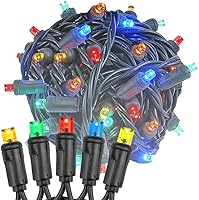 Vista 7 de Novelty Lights Cadena de luces de Navidad de 11 pies, 50 bombillas LED azules en cable negro, espaciado de 2.5", iluminación de grado comercial