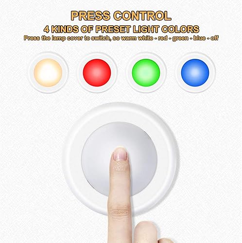 Miniatura 3 de Paquete de 12 luces LED inalámbricas que cambian de color, luces LED para debajo del gabinete, luces nocturnas alimentadas por pilas con regulador