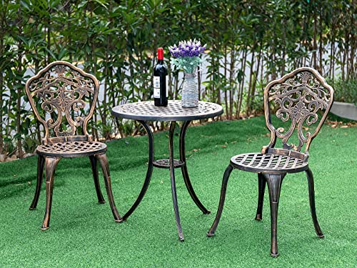 Zotorun ZR300 Bistro Set 3 Piece Rustproof Cast Aluminum Patio Furniture Sets 2 Chairs And 1 Round Table Outdoor thumb #4