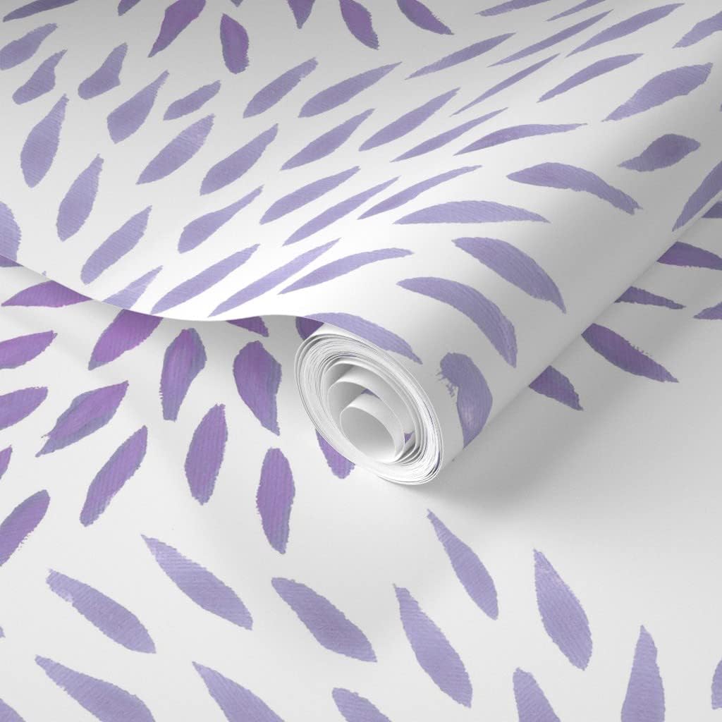 Removable Wallpaper 6ft x 2ft - Summer Mums Lilac Purple Lavender Large Scale Floral Custom Pre-Pasted Wallpaper by Spoonflower
