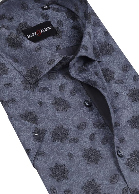 Image of MARK & ALBERT Men's 100% Cotton Printed Half Sleeves Regular Fit Shirt for Men
