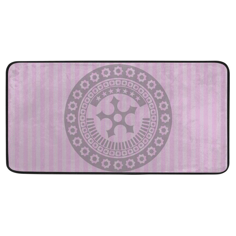 Alfombrilla para cocina de diseño con rayas rosa: confort lavable de 39x20 pulgadas