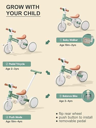 Miniatura 3 de LOL-FUN Triciclos 5 en 1 para niños de 1 a 3 años, juguete para niños y niñas, bicicleta de equilibrio para bebés de 1 año, regalo para niños con