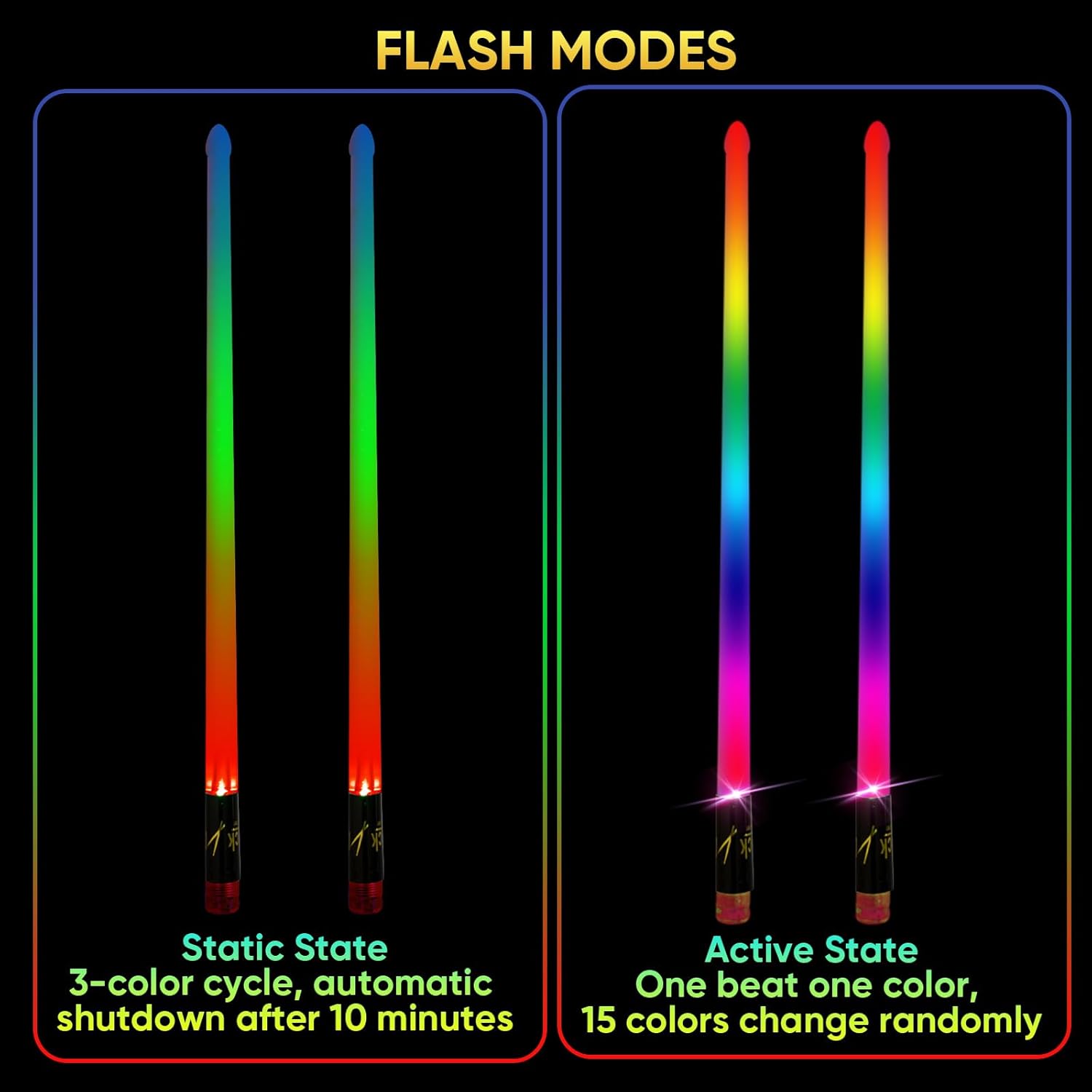 Light Up Drum Sticks Rechargeable 15 Color Changing Led Personalized Drumsticks for Kids Drummer Gifts Drum Accessories - Image 3