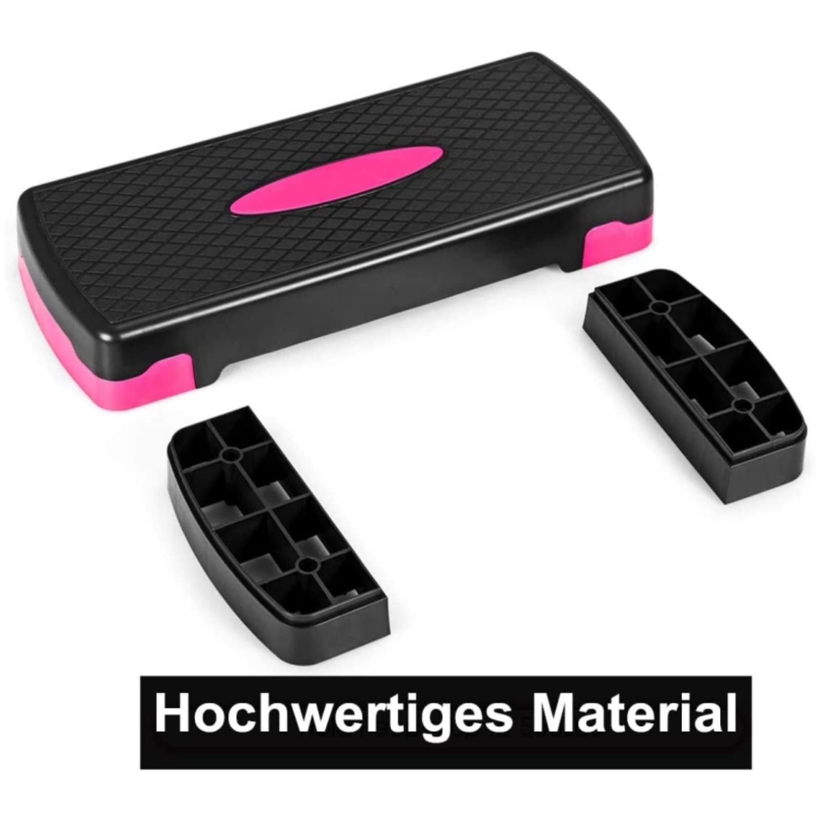 GYMAX Fitness Stepper höhenverstellbar(10/15cm), Aerobic-Stepper mit 2 Stufen & Anti-rutsch-Matten, Stepbenches bis 250 KG belastbar, tragbares Steppbrett für Zuhause & Büro