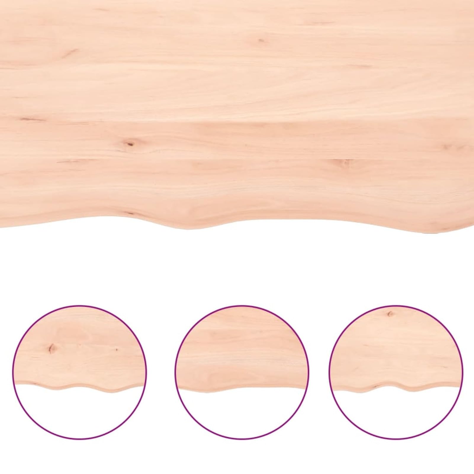 LAPOOH Encimera de baño Madera Maciza sin Tratar 80x40x2 cm, Encimera Cocina, Tablero para Mesa, Encimera Lavabo, Muebles De Baño - 3156020