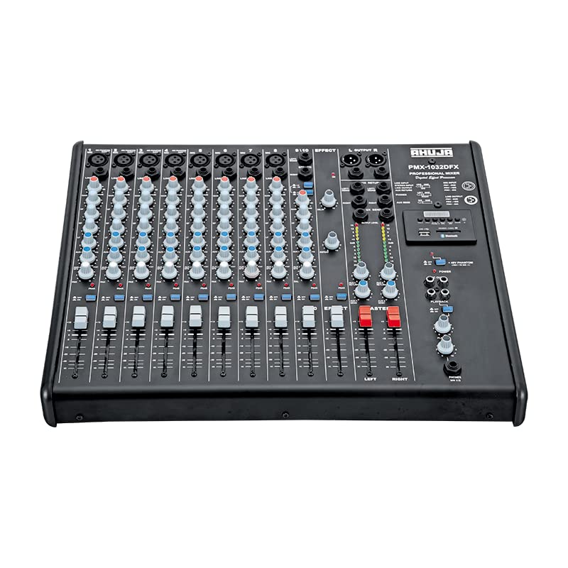 AHUJA - 48V Phantom Supply on 4 Channels With Built-in MP3 Player AC Operation with Digital Effects (PMX-1032DFX, Black)