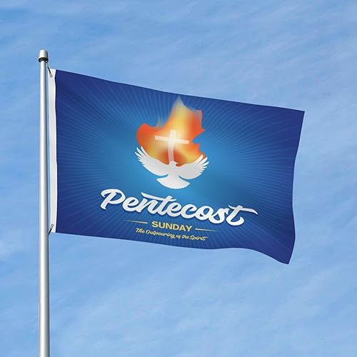 Miniatura 2 de Bandera cristiana de Pentecostés para el domingo 2023 de 3 x 5 pies para interiores y exteriores, banderines decorativos divertidos para jardín y