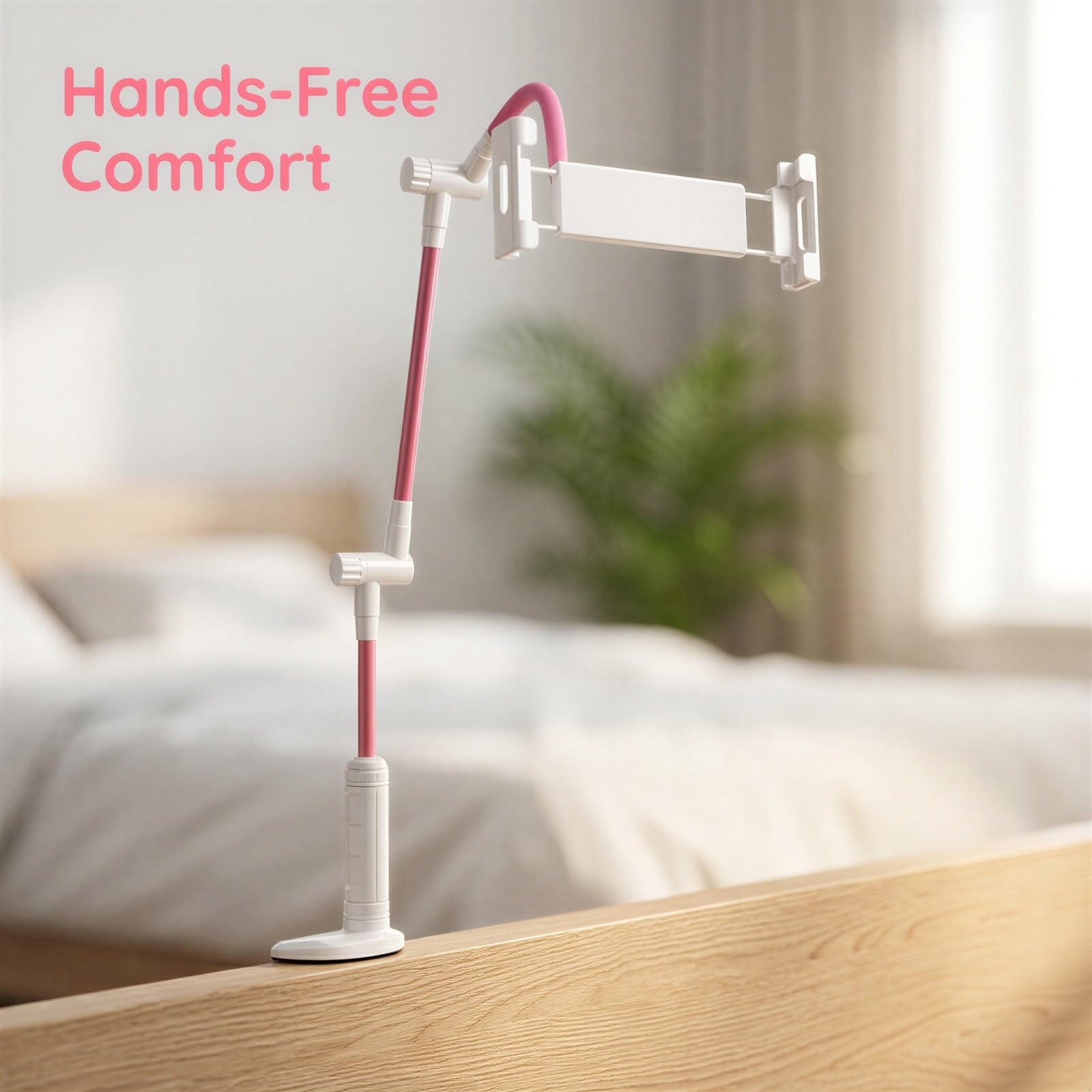 Support de Tablette Flexible, Bras Long pour lit et Bureau, Pince Rose rotative à 360 degrés pour téléphone, Bras col de Cygne Ergonomique pour Films et Lecture