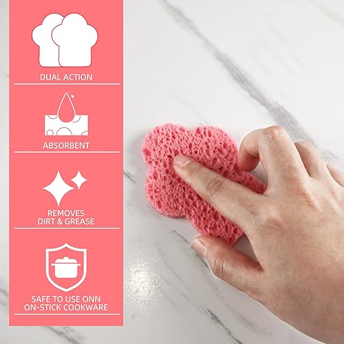 Miniatura 5 de Spunspon Esponjas de celulosa, esponja de cocina para fregar, limpiar los desastres difíciles sin rayar esponjas de cocina, esponja facial