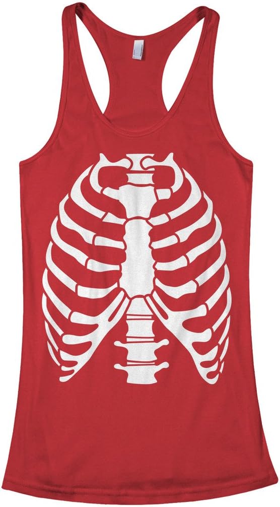 Threadrock Women's Skeleton Rib Cage Halloween Costume Racerback Tank Top