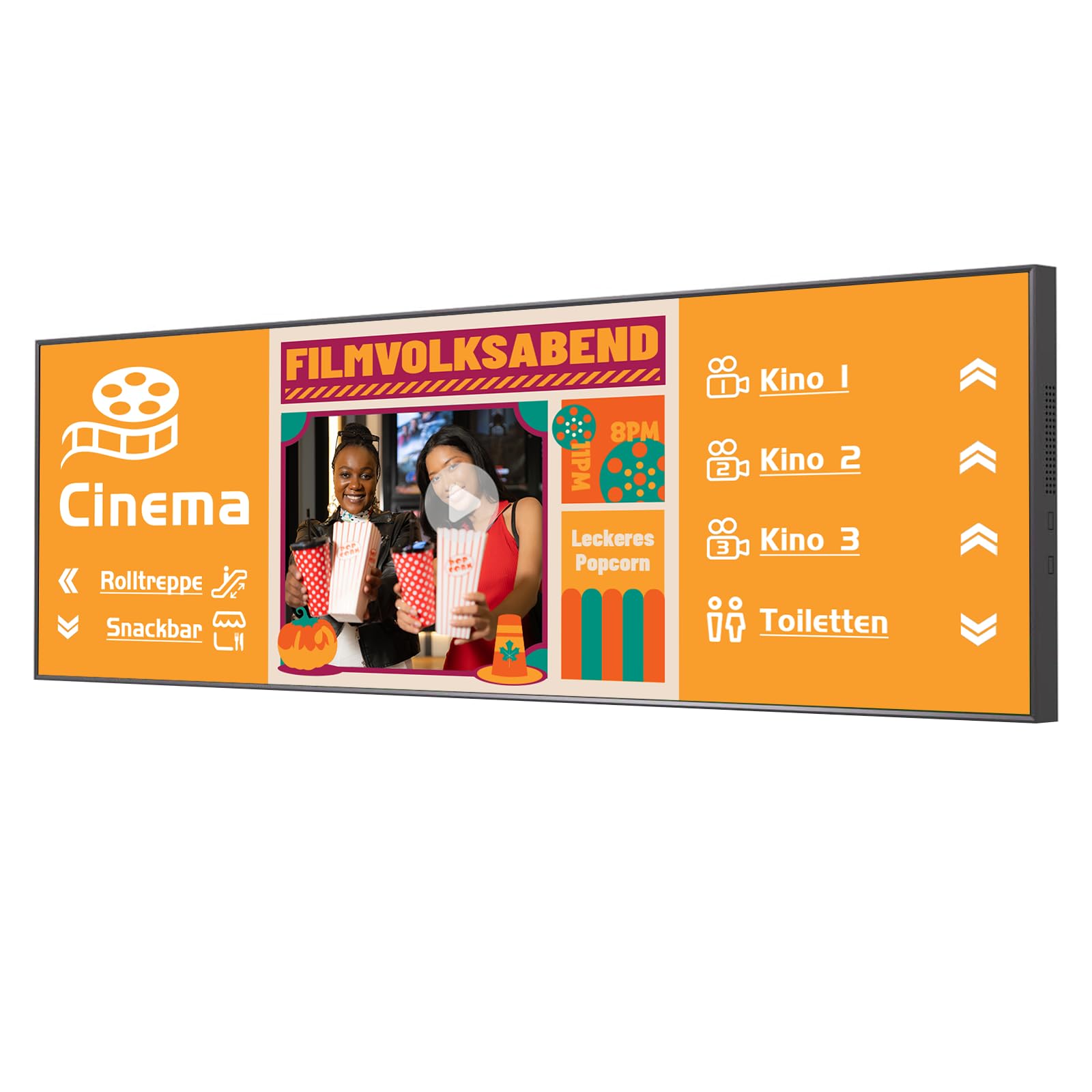 Digital Signage Display 43 Zoll,1000 Nits Stretched Bar Monitor | 4K Digitale Menüboards für Restaurant & Business, ultrabreiter Werbedisplay mit HDMI/WLAN, ideal für Schaufenster und Werbung