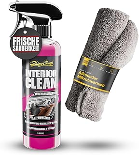 ShinyChiefs INTERIOR CLEAN 500 ml - Innenraumreiniger für das Auto mit frischem Duft - Reinigt Leder, Kunstleder, Kunststoff, Gummi, Vinyl, Stoff, Lack & Polster - Inklusive Mikrofasertuch