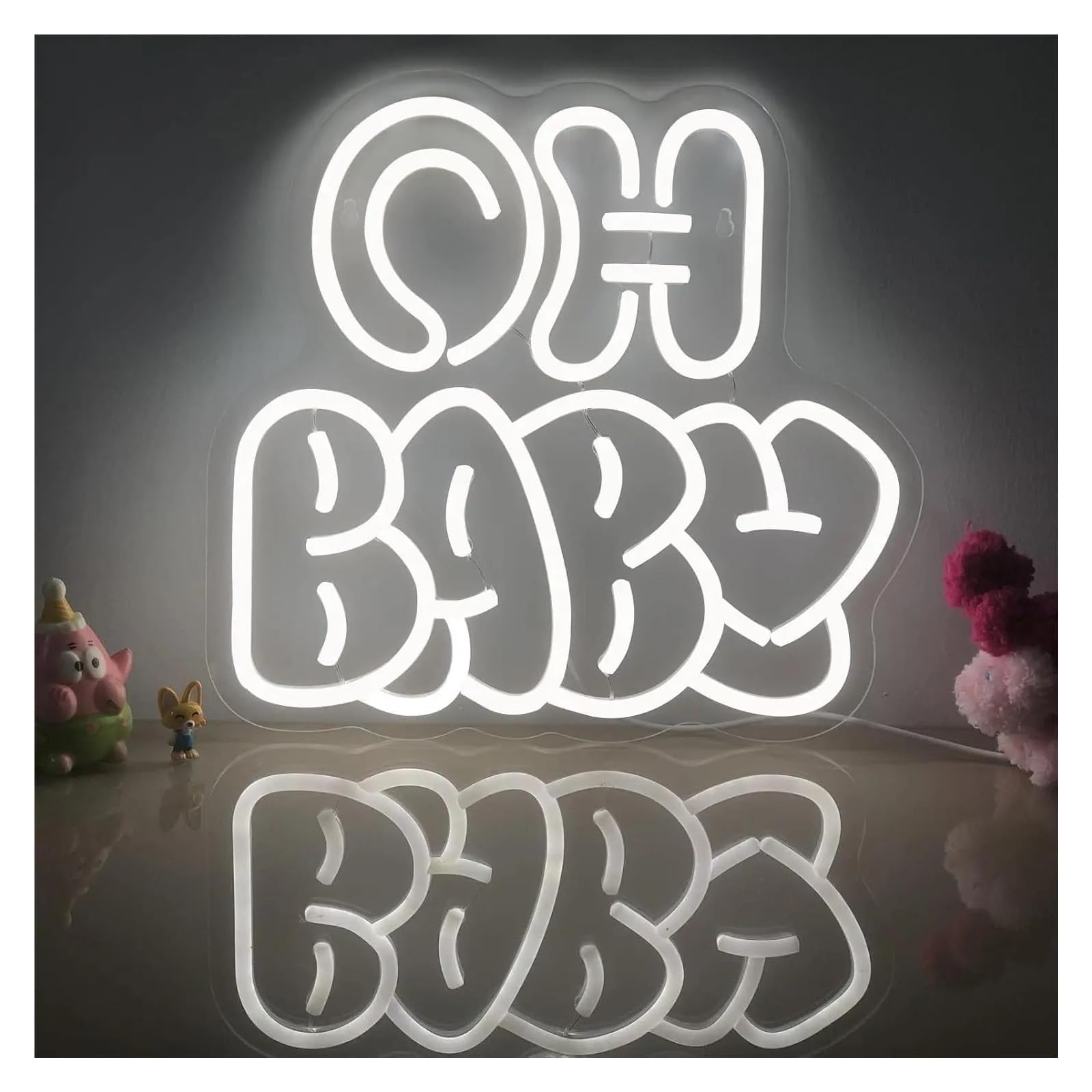 Scritta luminosa Insegna Al Neon Oh Baby Con Luce Dimmerabile Per Amanti Bambini Compleanni Matrimoni Camerette Decorazioni Da Parete 32cmx29.5cm(Bianca)