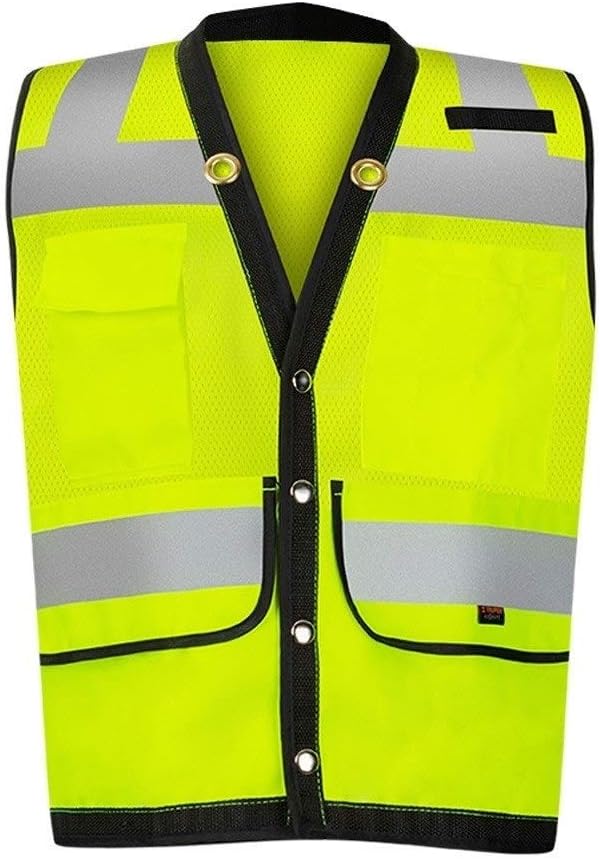 Mr.T High Visibility Reflective Vest Workwear Vest, Warning Vest Lightweight And Breathable Multi-pocket Overalls Night Travel Safety Reflective Safety Vest