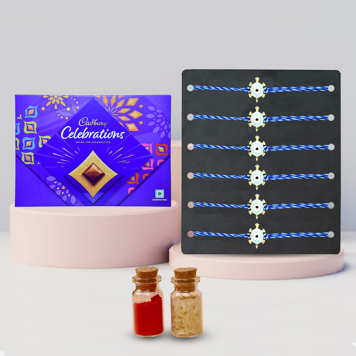 Saugat Traders Rakhi for Brother Set of 6 with Chocolate Gift Hamper - Tortoise Rakhi for Elder Bhaiya - Good Luck Rakhi for Bhai - Evil Eye Kachua Rakhi with Roli Chawal Tilak Set Combo-picture-11