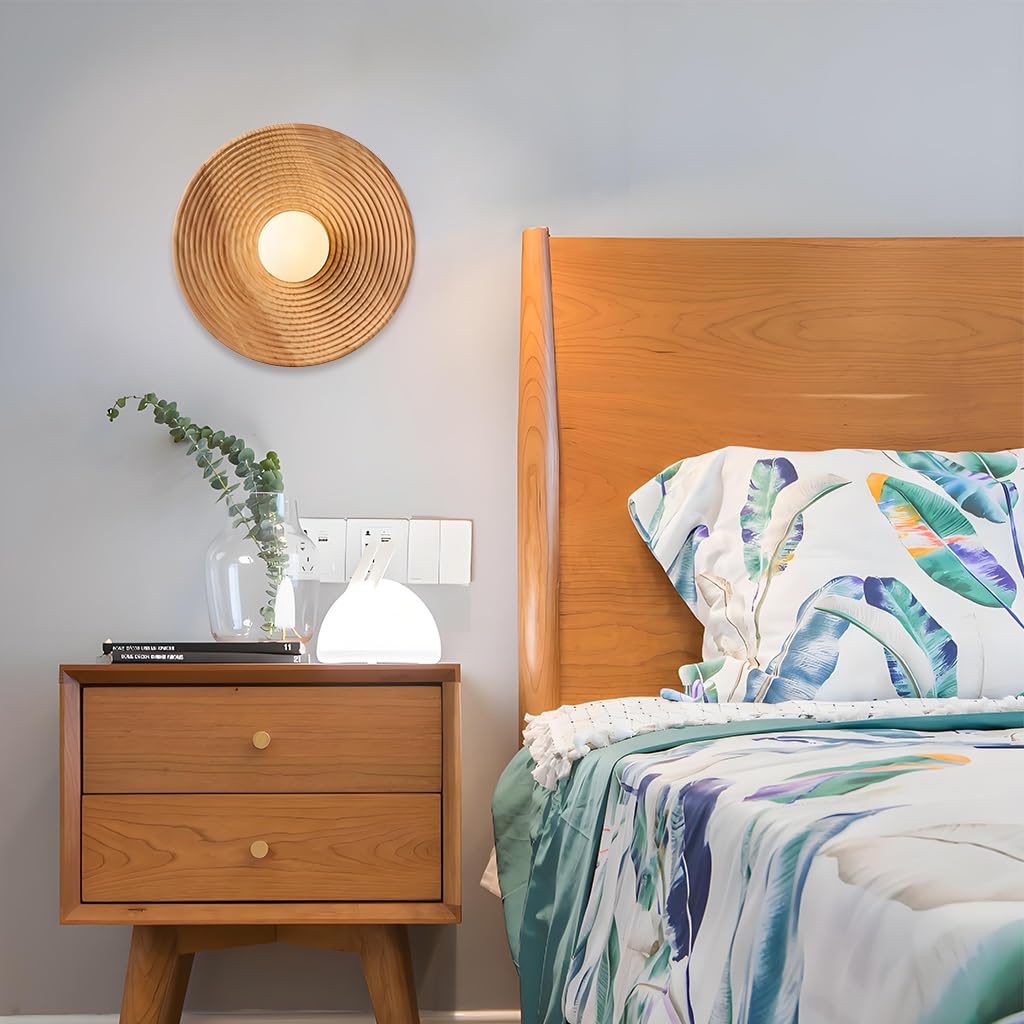 Lámparas de pared rústicas Wabi-Sabi de madera y apliques de luz LED para salón