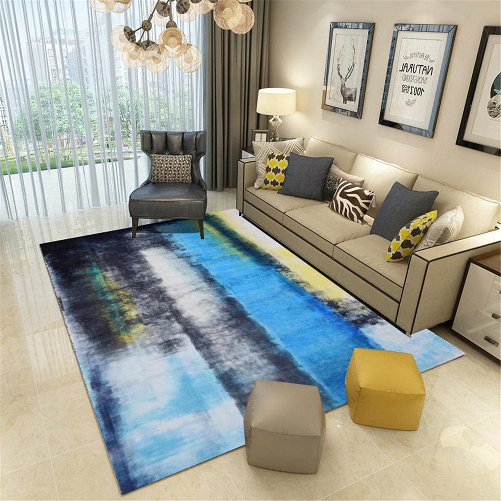Kunsen Le tapis de salon de salon d'encre minimaliste minimaliste moderne peut être personnalisé short pile rug area rugs for living room Carpet for sale Bleu small rugs180X280CM