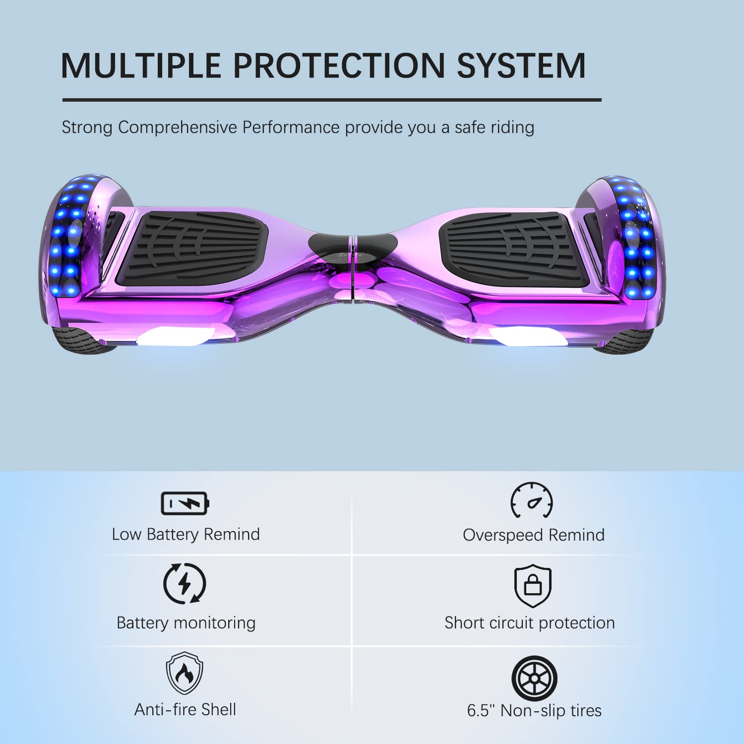 RCB Hoverkart Gyropode Hoverboard Kart pour Enfant et Adulte, Hoverboard et Kart avec Bluetooth-Musique/LED-Roue Clignotante, Cadeau pour Enfants