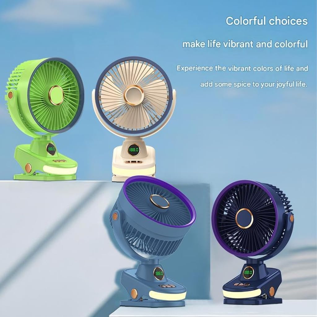 Quiet Table Fan With Flexible Clip Base And Night Light 5 Speeds Personally Cooling Fan For Dorm Office Sleep
