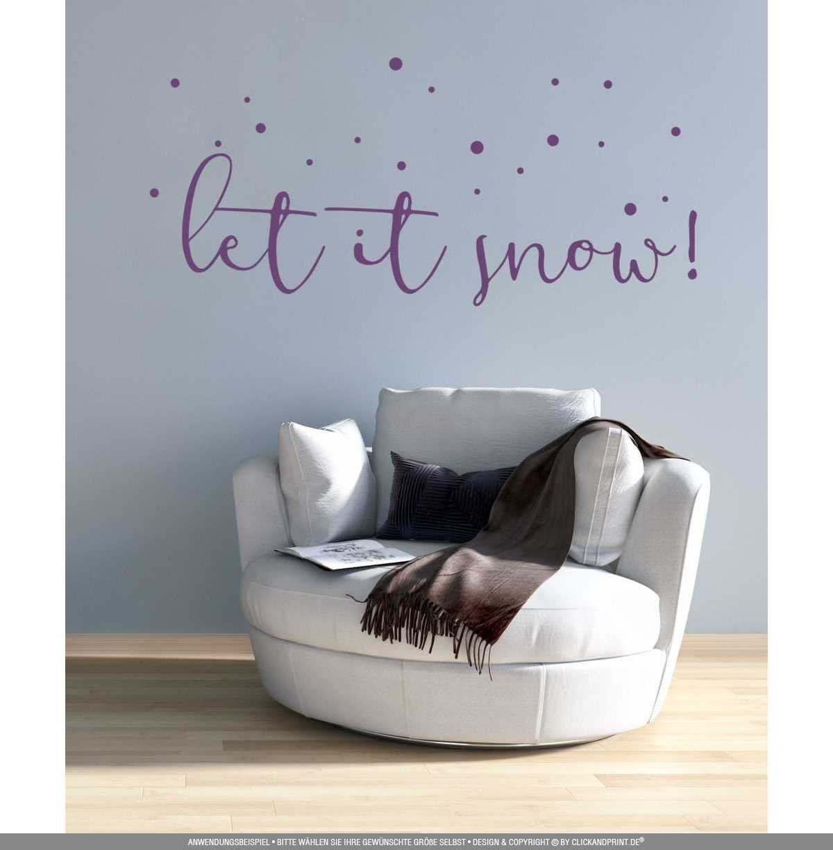 Aufkleber » Let it snow, 230x104,6cm, Violett • Wandtattoo / Wandaufkleber / Wandsticker / Wanddeko / Vinyl