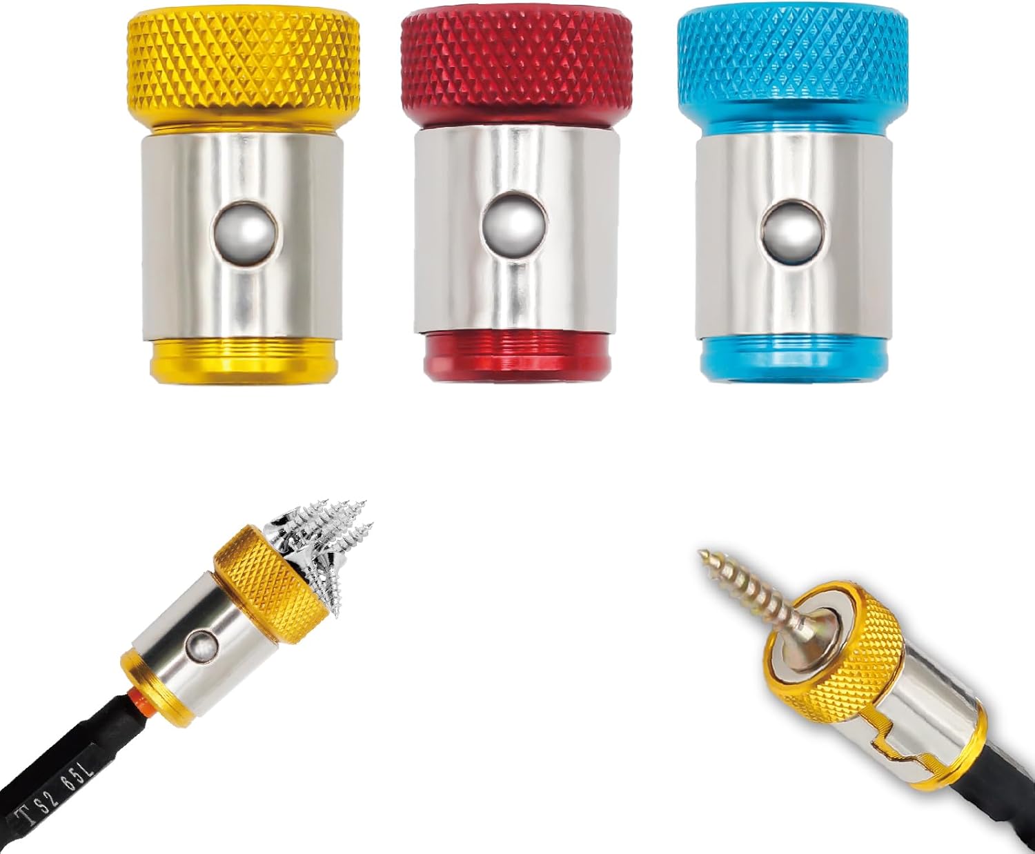 6 Pieces Strong Magnetic Screw Ring, 1/4 Inch/ 6.35 mm Universal Magnetic Screw Ring Bit for Hex Screwdriver and Power Bits