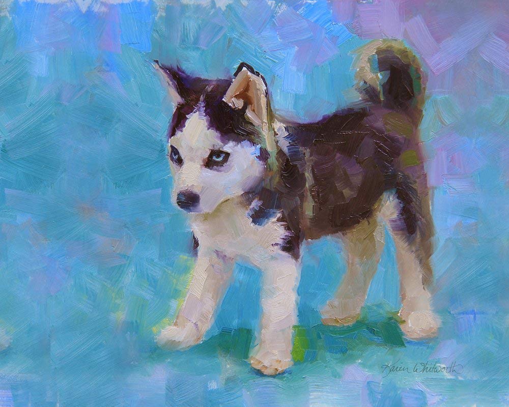5x7 Inches Alaska Husky Puppy Art Print Dog Decor Dog